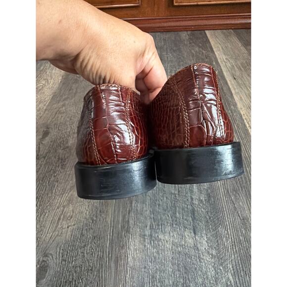 Stacy Adams Brown leather crocodile print dress shoes SZ 8 1/2M main image 5